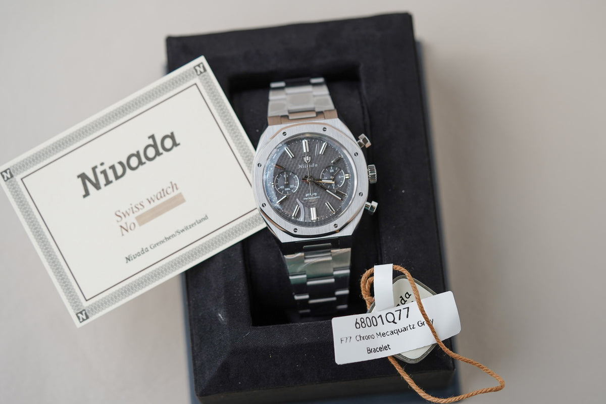 Nivada Grenchen F77 Chrono Mecaquartz Grey 38MM 68001Q77