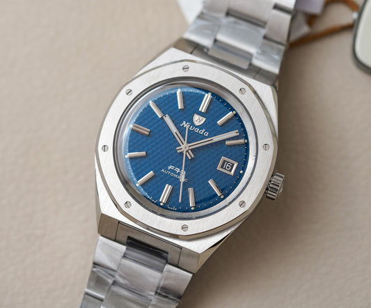 Nivada Grenchen F77 Stainless Steel 41mm Blue Dial 69041A77B