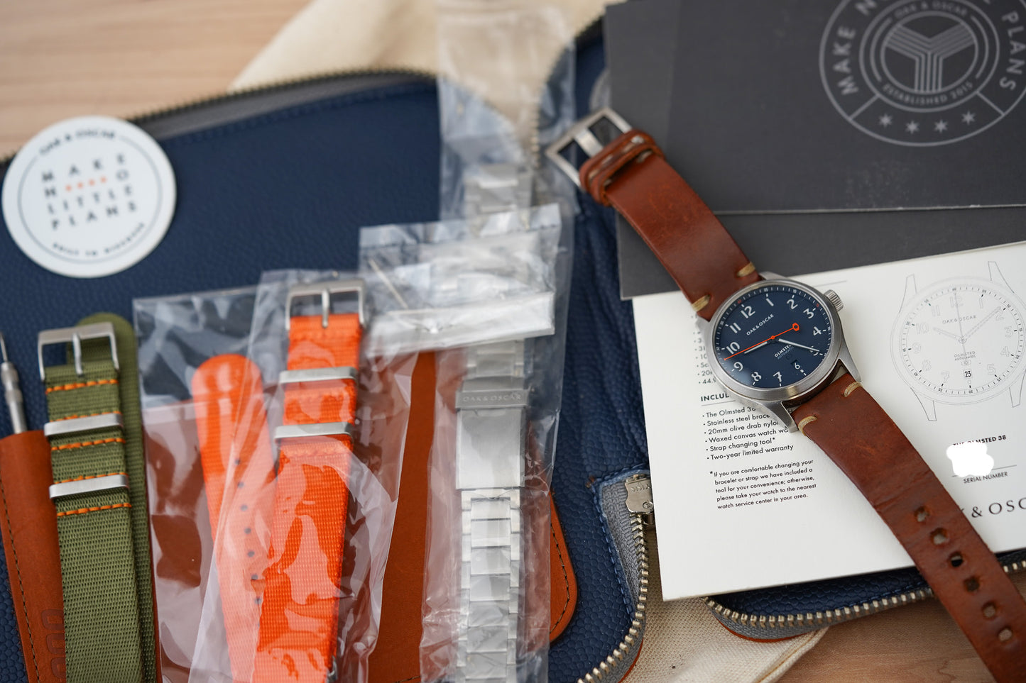 Oak & Oscar Olmsted 38 Navy Dial
