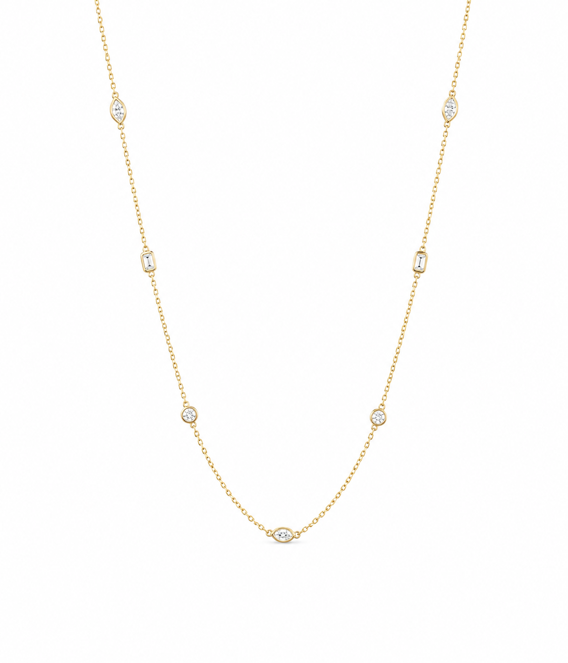 1.00ctw 14k Yellow Gold Fancy Lab Grown Diamond Station Chain 18