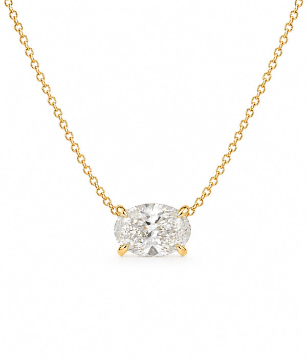 14k Yellow Gold 2.04ct Lab Grown Oval Diamond Solitaire Pendant Necklace
