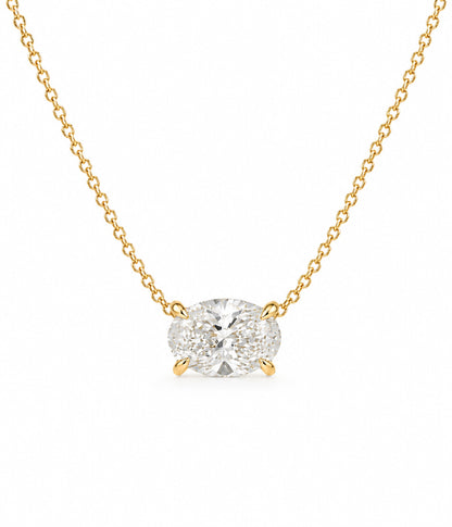 14k Yellow Gold 2.04ct Lab Grown Oval Diamond Solitaire Pendant Necklace