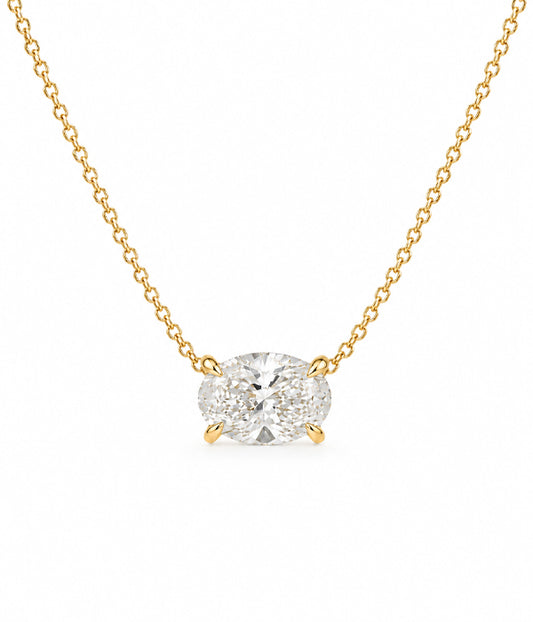 14k Yellow Gold 2.04ct Lab Grown Oval Diamond Solitaire Pendant Necklace