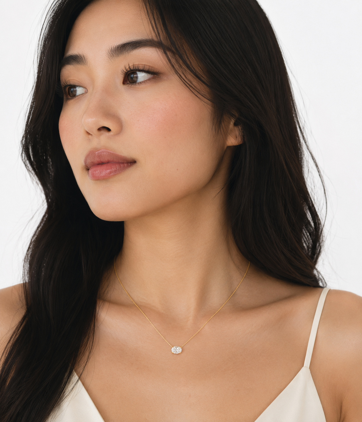 14k Yellow Gold 2.04ct Lab Grown Oval Diamond Solitaire Pendant Necklace