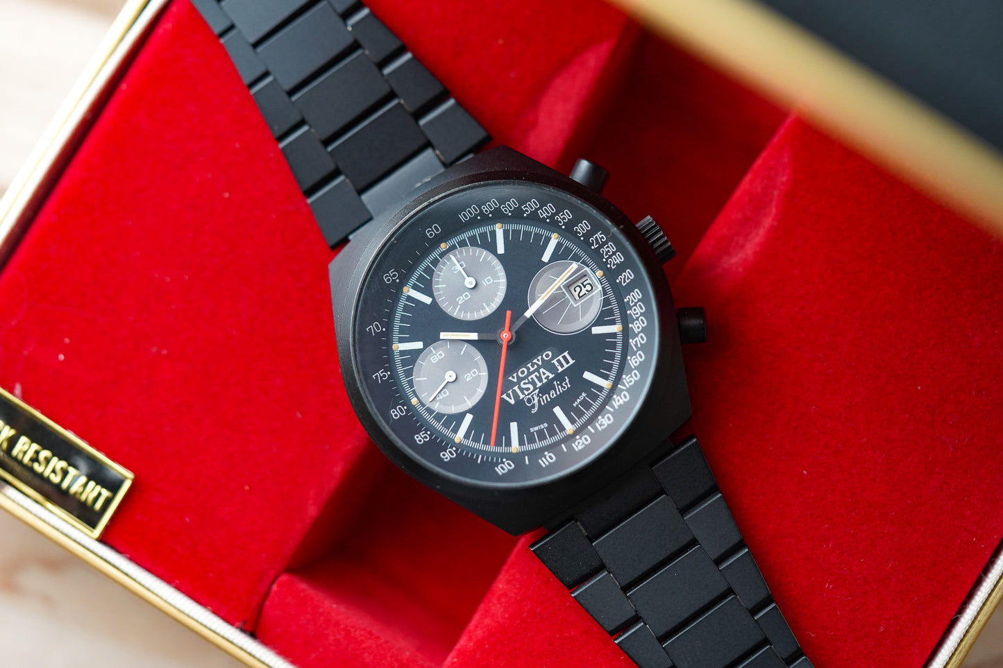 1970's Heuer Chronograph Black PVD Ref 13-1 'Volvo Vista III Finalist'