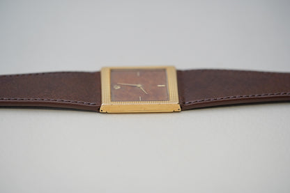 1970's Rolex Cellini 4127 18k Yellow Gold Burl Wood Dial