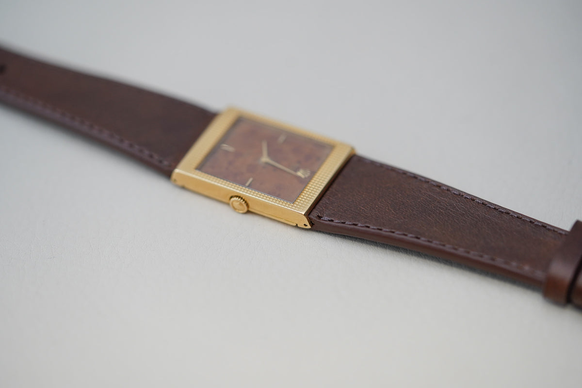 1970's Rolex Cellini 4127 18k Yellow Gold Burl Wood Dial