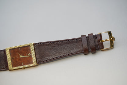 1970's Rolex Cellini 4127 18k Yellow Gold Burl Wood Dial