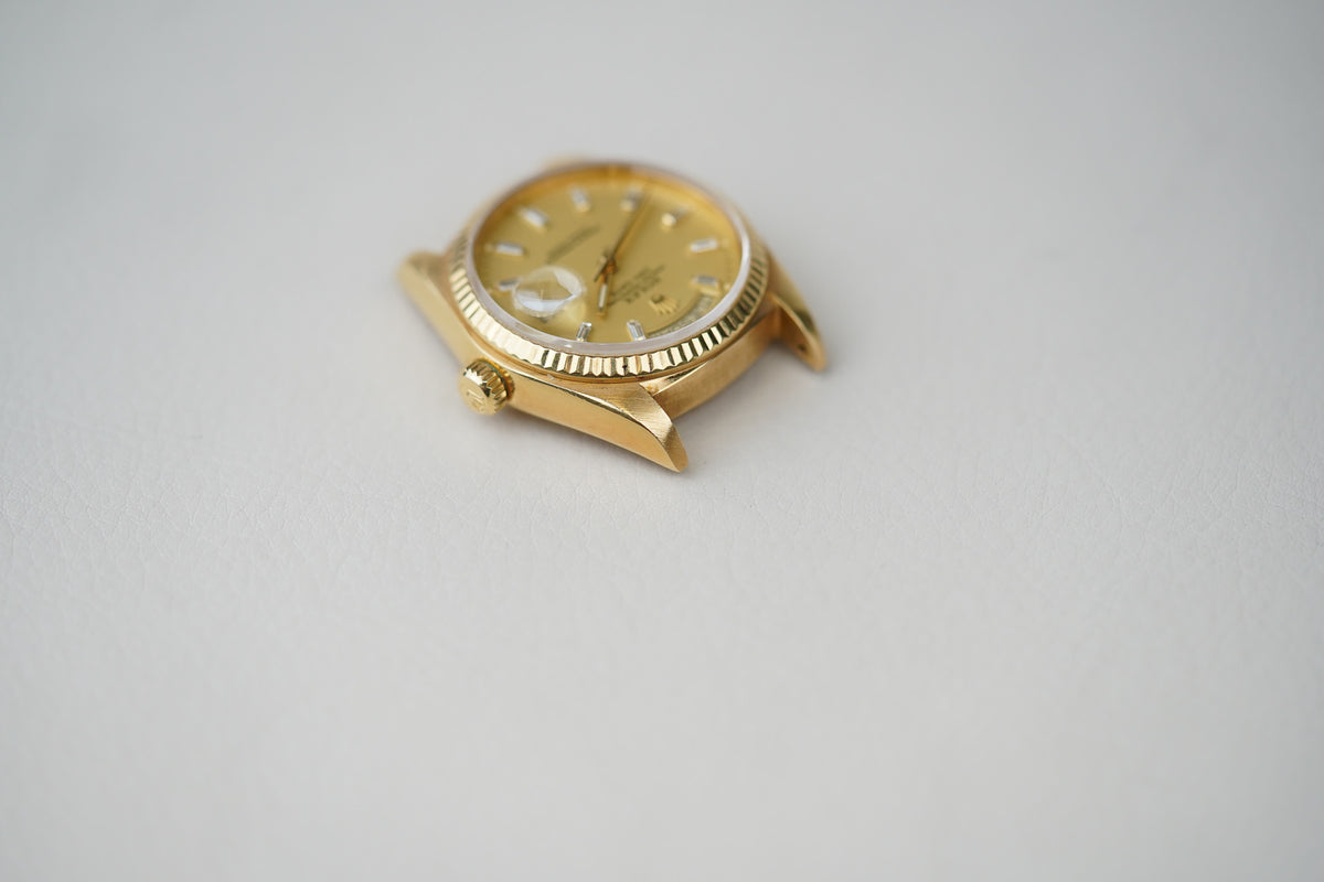 1981 Rolex Day-Date 18038 Champagne Lemon Baguette Diamond Dial