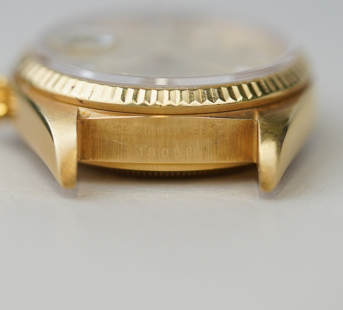 1981 Rolex Day-Date 18038 Champagne Lemon Baguette Diamond Dial
