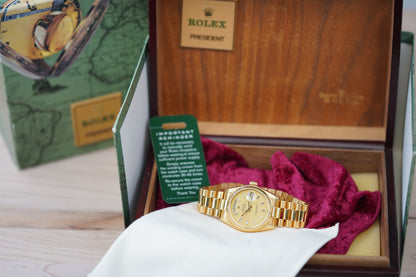 1981 Rolex Day-Date 18038 Champagne Lemon Baguette Diamond Dial