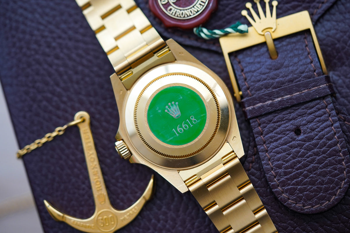 1990 Rolex Submariner 18K Yellow Gold 16618 'Blusey'