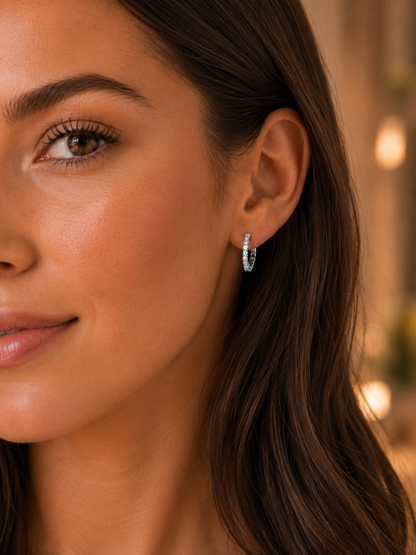 2.00tcw 14k White Gold Lab Grown Diamond Inside Out Diamond Hoops