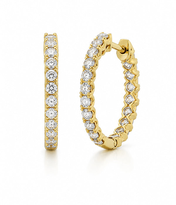 2.00tcw 14k Yellow Gold Lab Grown Inside Out Diamond Hoops
