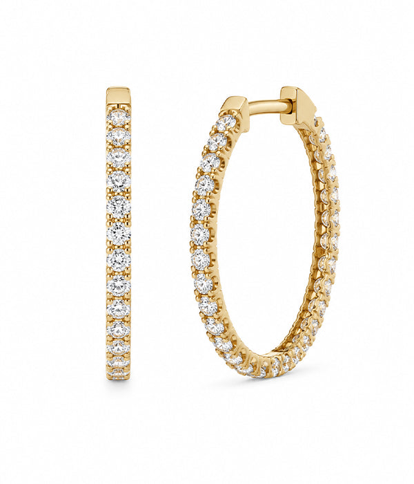 2.50tcw 14k Yellow Gold Lab Grown Diamond Inside Out Hoops