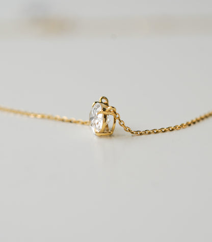 14k Yellow Gold 2.04ct Lab Grown Oval Diamond Solitaire Pendant Necklace