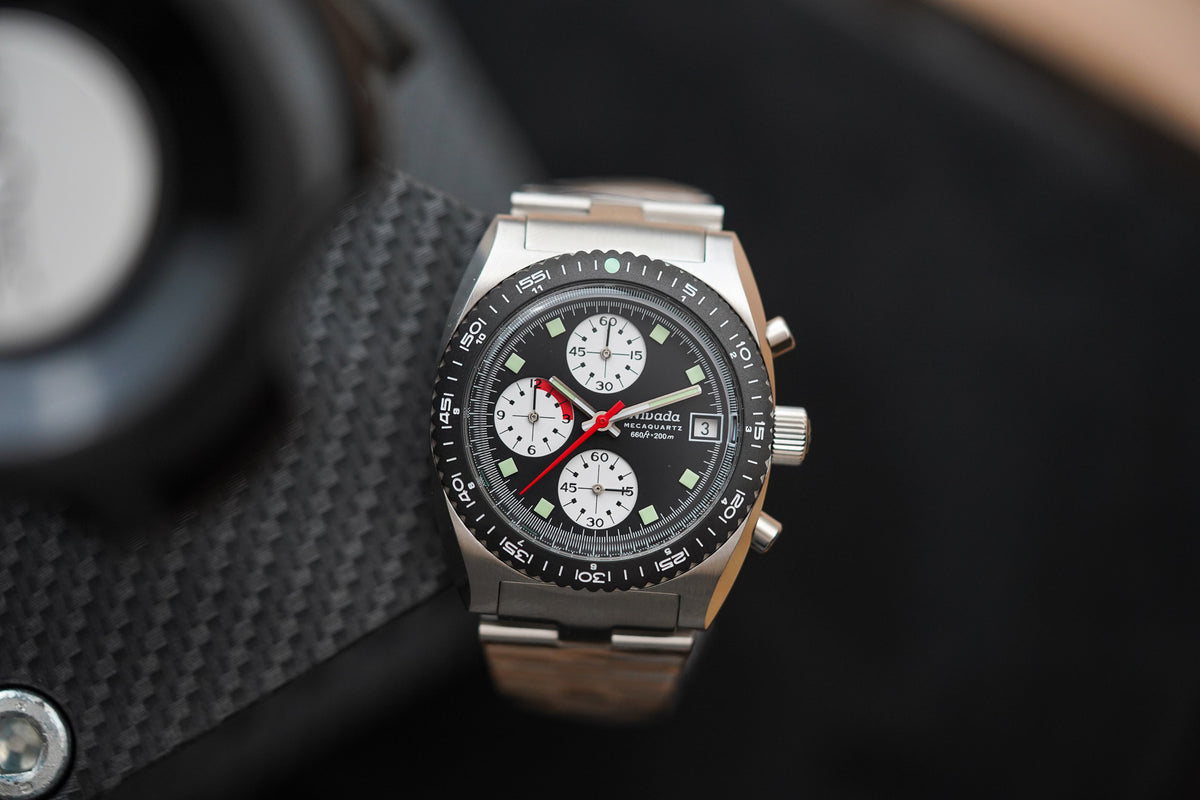 Nivada Grenchen Autochron Mecaquartz Reverse Panda 77007Q45