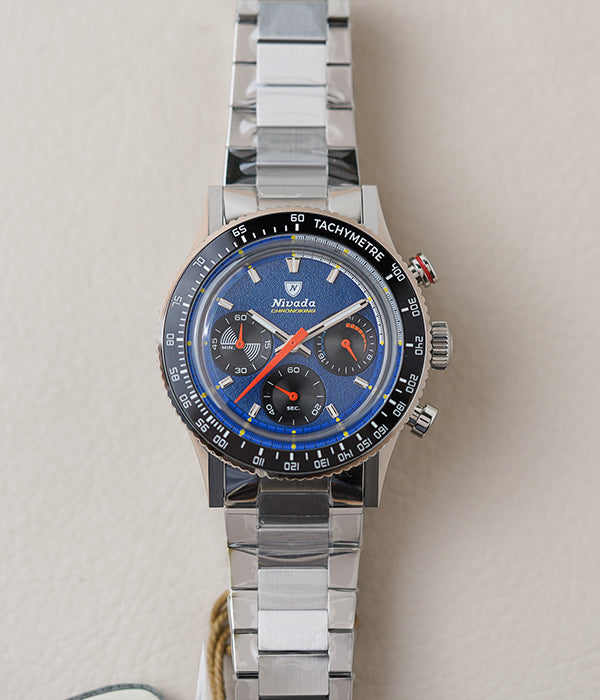Nivada Grenchen Chronoking MecaQuartz Racing Blue INTER BEZEL 87050Q20
