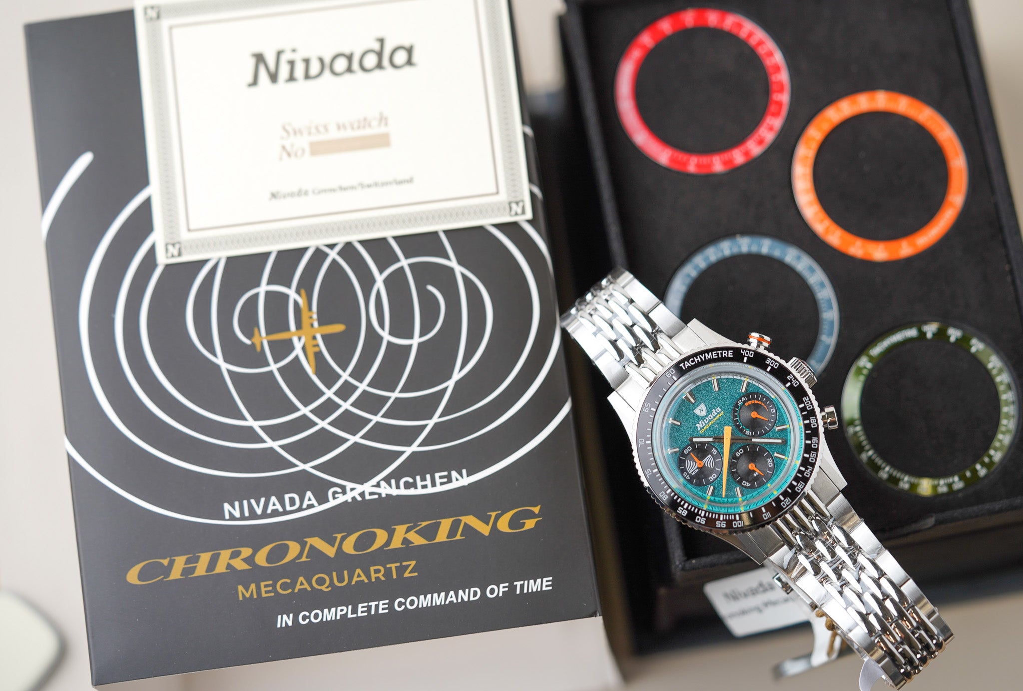 Nivada Grenchen Chronoking MecaQuartz Racing Green INTER BEZEL 87051Q04