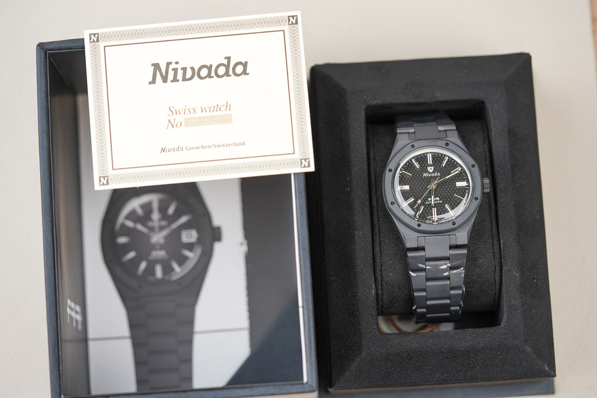 Nivada Grenchen F77 Black Ceramic Braided Dial MK1 68004A77
