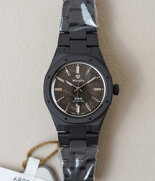 Nivada Grenchen F77 Black Ceramic Meteorite Dial 68020A77