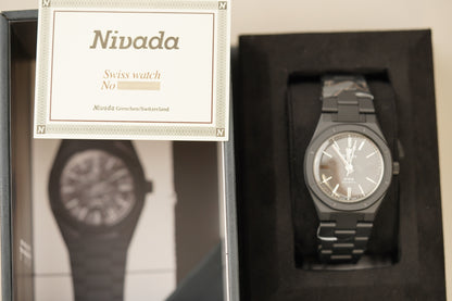 Nivada Grenchen F77 Black Ceramic Meteorite Dial 68020A77