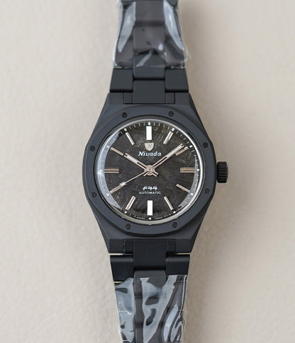 Nivada Grenchen F77 Black Ceramic Meteorite Dial 68020A77