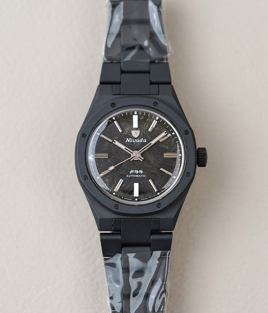 Nivada Grenchen F77 Black Ceramic Meteorite Dial 68020A77