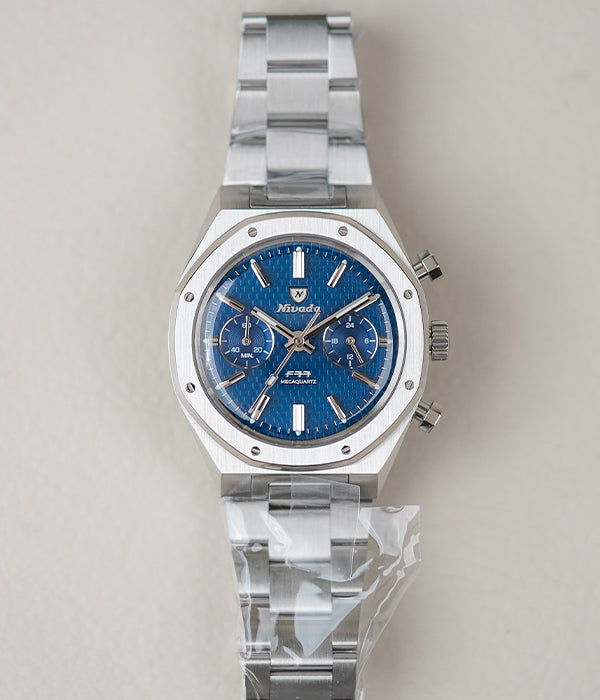Nivada Grenchen F77 Chrono Mecaquartz Blue 38MM 68000Q77
