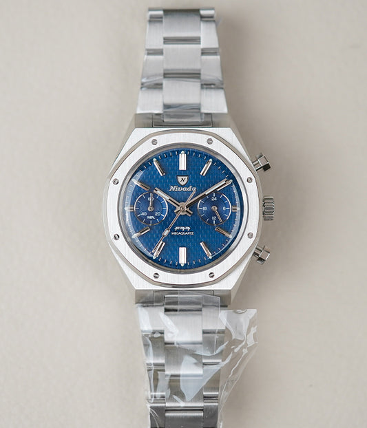 Nivada Grenchen F77 Chrono Mecaquartz Blue 38MM 68000Q77