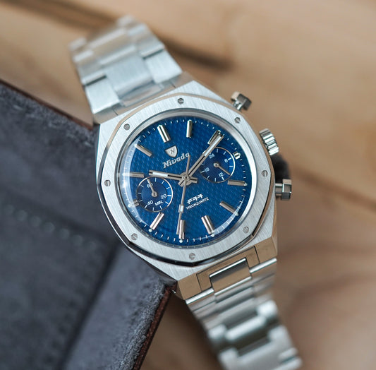 Nivada Grenchen F77 Chrono Mecaquartz Blue 38MM 68000Q77