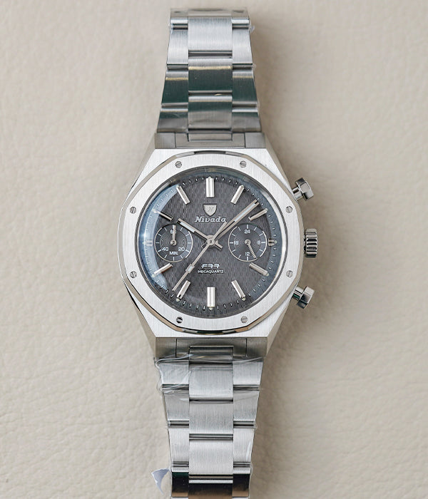 Nivada Grenchen F77 Chrono Mecaquartz Grey 38MM 68001Q77