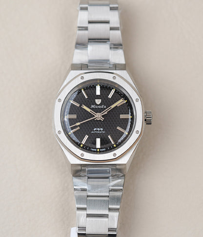 Nivada Grenchen F77 MK2 SST Beige Lume Black No Date Dial 68042A77