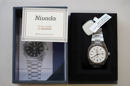 Nivada Grenchen F77 MK2 SST White Dial Date 69014A77