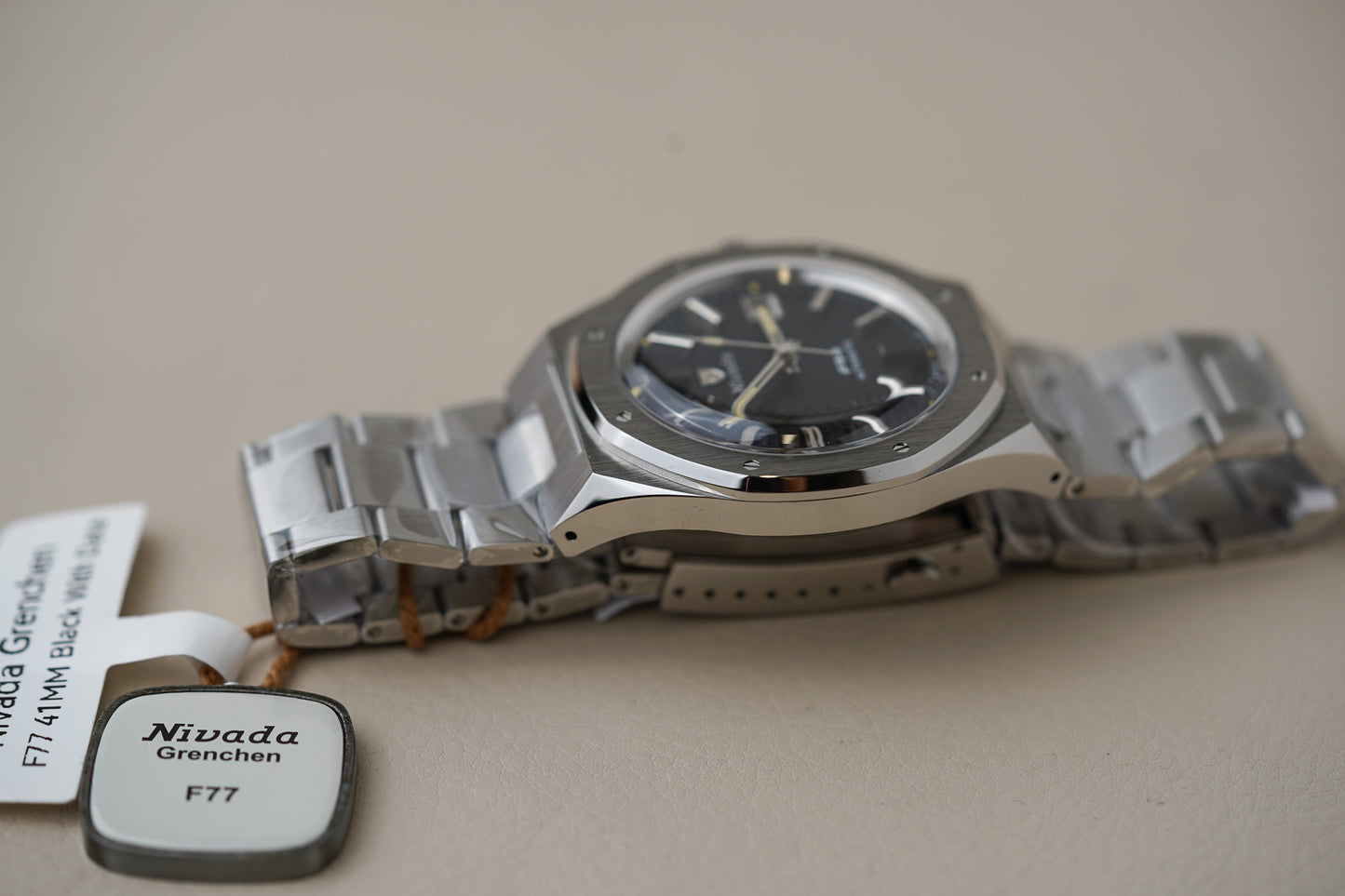 Nivada Grenchen F77 Stainless Steel 41mm Black Dial 69041A77A