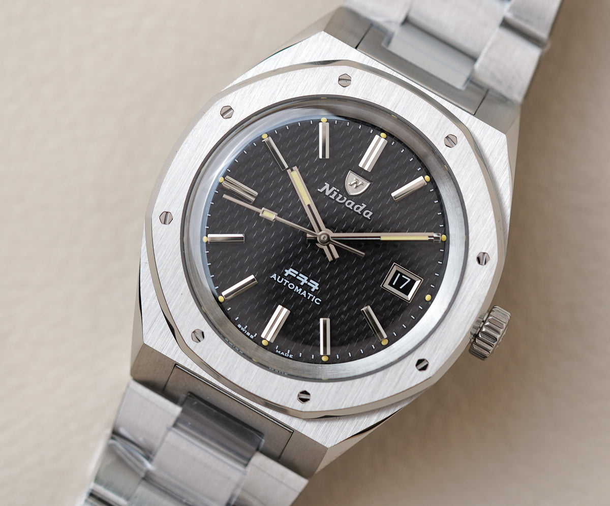 Nivada Grenchen F77 Stainless Steel 41mm Black Dial 69041A77A