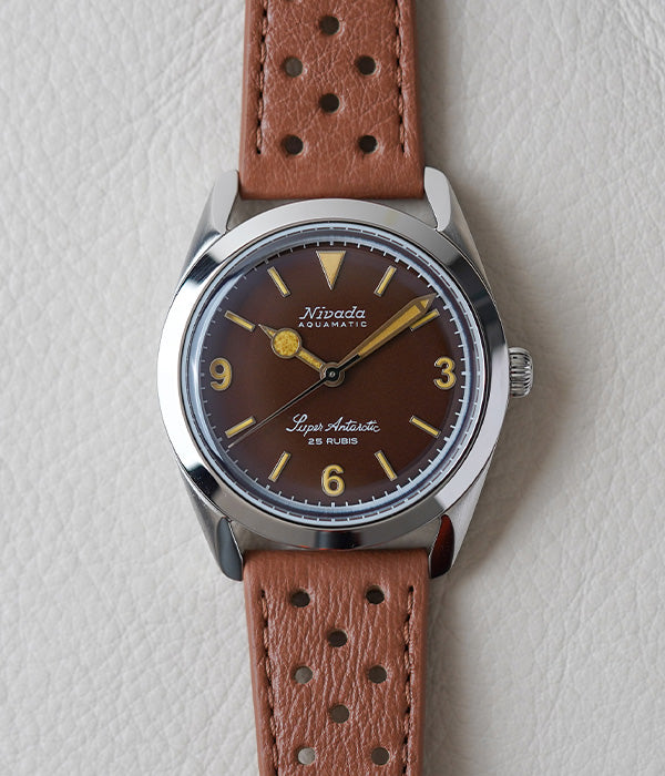 Nivada Grenchen Super Antarctic 3.6.9 Tropical on Brown Racing Strap 32031A23