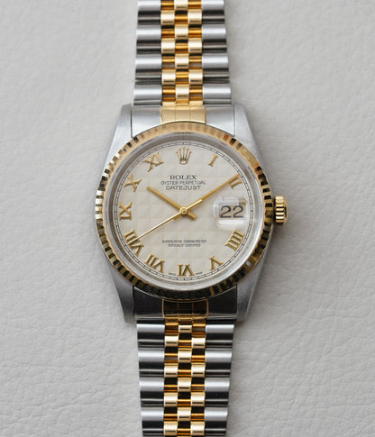 Rolex Datejust 16233 Pyramid Ivory Dial 36mm