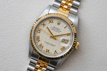Rolex Datejust 16233 Pyramid Ivory Dial 36mm