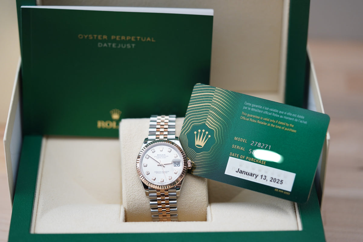 Rolex Datejust 31 Rose Gold Silver Diamond Dial Jubilee 278271