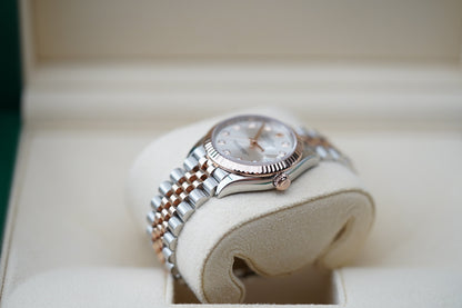Rolex Datejust 31 Rose Gold Silver Diamond Dial Jubilee 278271