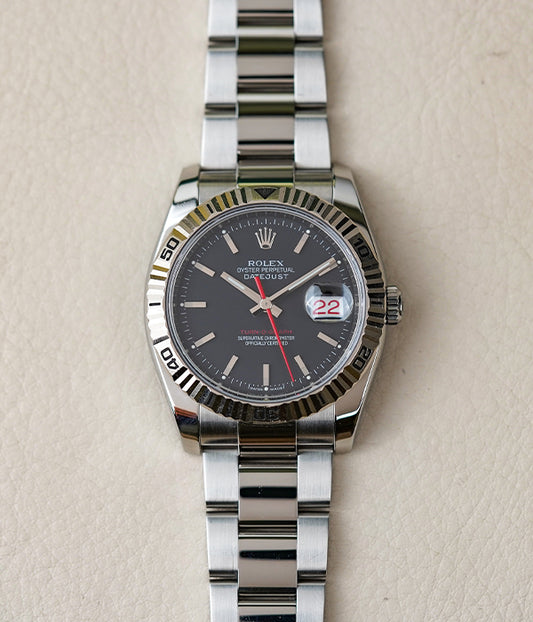 Rolex Datejust Turn-O-Graph Charcoal Dial 116264 Oyster