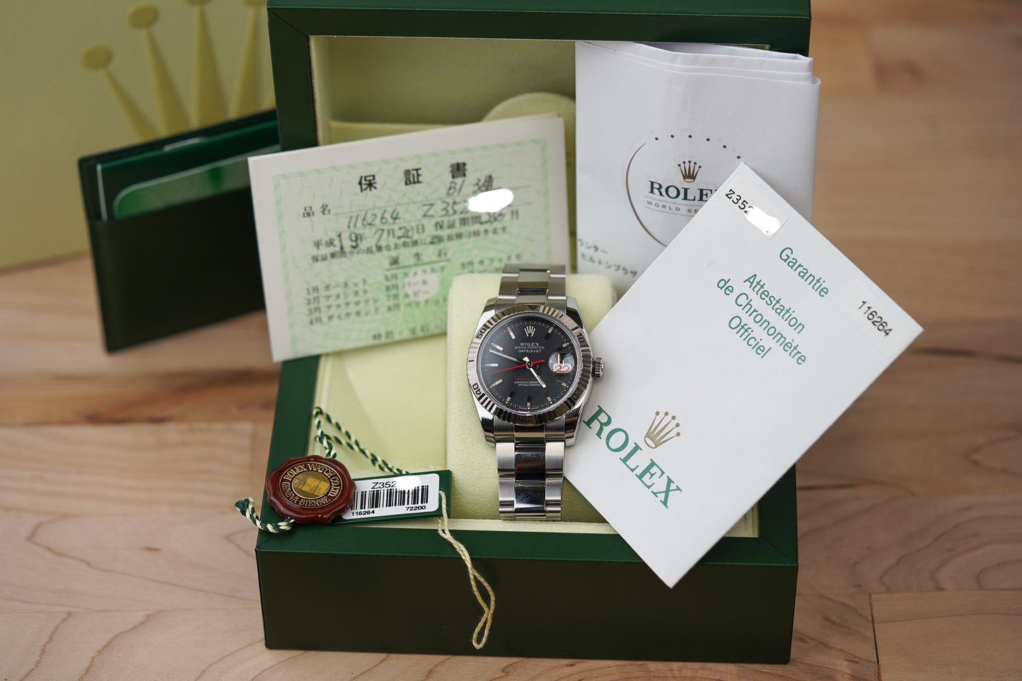 Rolex Datejust Turn-O-Graph Charcoal Dial 116264 Oyster