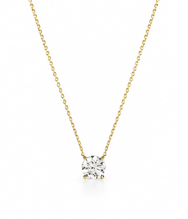 Round IGI Certified 2.01ct 14k Yellow Gold Lab Grown Diamond Solitaire Necklace 18