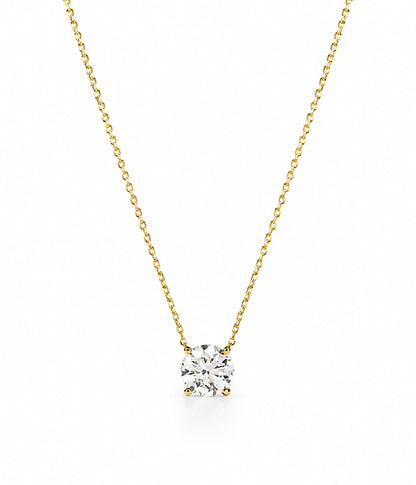 Round IGI Certified 2.01ct 14k Yellow Gold Lab Grown Diamond Solitaire Necklace 18"