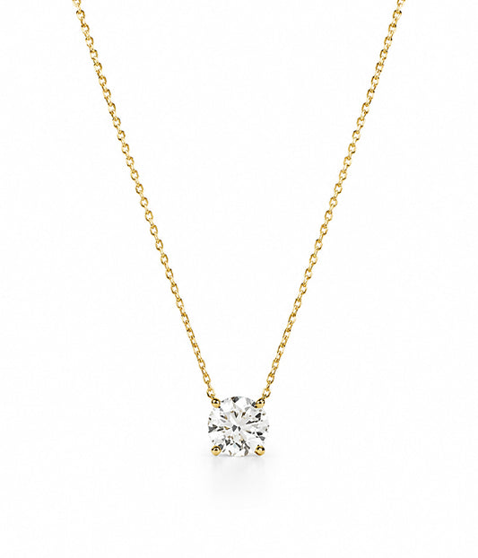 Round IGI Certified 2.01ct 14k Yellow Gold Lab Grown Diamond Solitaire Necklace 18"