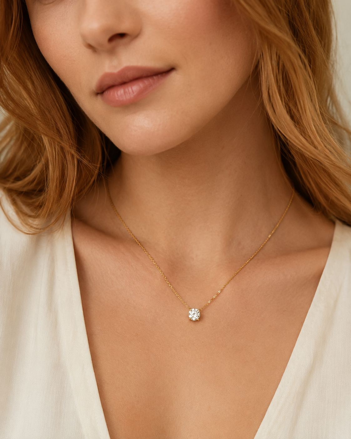 Round IGI Certified 2.01ct 14k Yellow Gold Lab Grown Diamond Solitaire Necklace 18