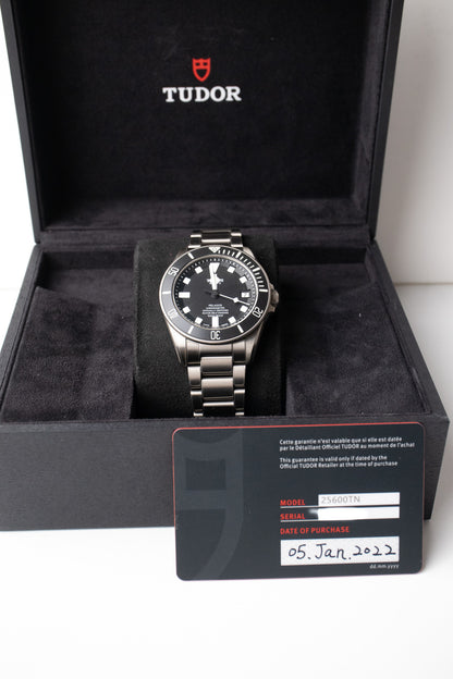 Tudor Pelagos 25600TN Titanium Men's Watch Black Dial Box and Papers the warranty card is dated January 2022 
