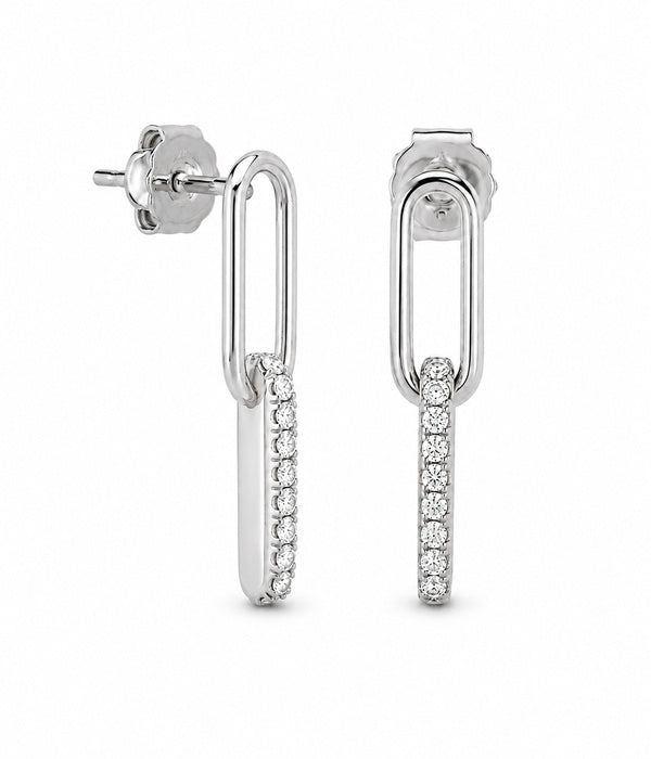 14k White Gold Lab Grown Diamond Paper Clips Earrings 0.20tcw