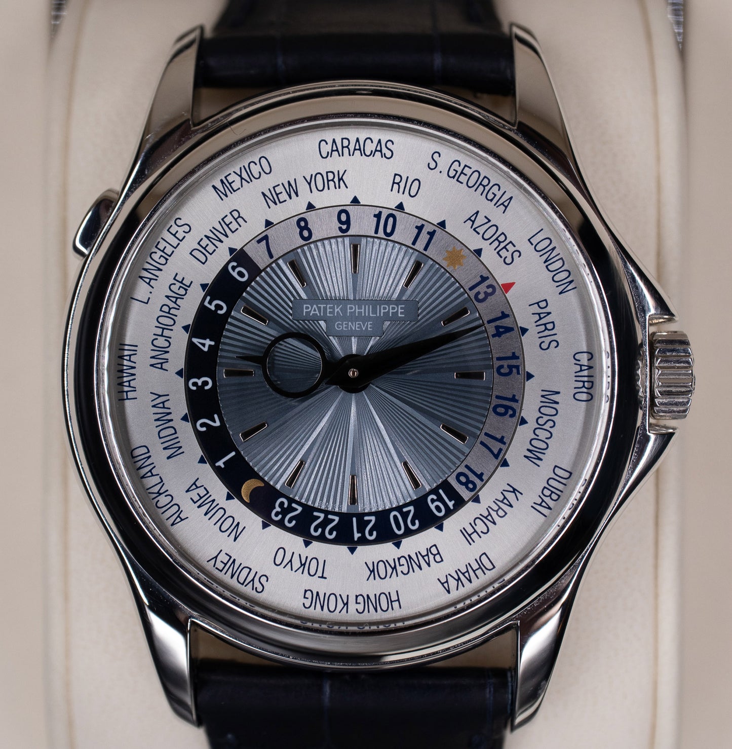 Patek Philippe 39mm 18K White Gold World Time 5130 G Box 5130G